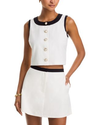AQUA Contrast Trim Sleeveless Top - Exclusive   | Bloomingdale's Women | Bloomingdale's (US)