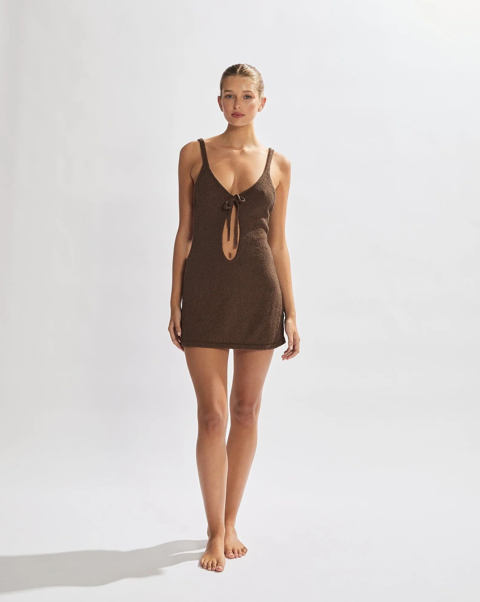 Sammy Knit Mini Dress Chocolate | One Mile
