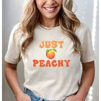 Just Peachy T-Shirt, Summer Vacation Shirt, Vibes Retro Peach Funny Beach Girls Trip Crew Shirt | Etsy (US)