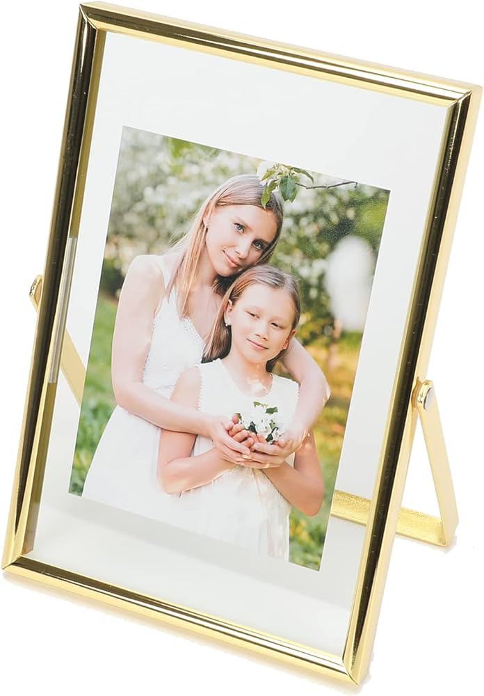 AhaGo Floating Picture Frame (Gold, 4"x6"), For Multiple Photo Sizes (3x5, 2x3, 1x2), Vertical Ad... | Amazon (US)