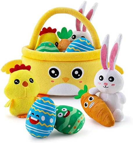6Pcs My First Easter Basket Plush Playset, Easter Basket Stuffers Toys for Easter Party Favors, East | Amazon (US)
