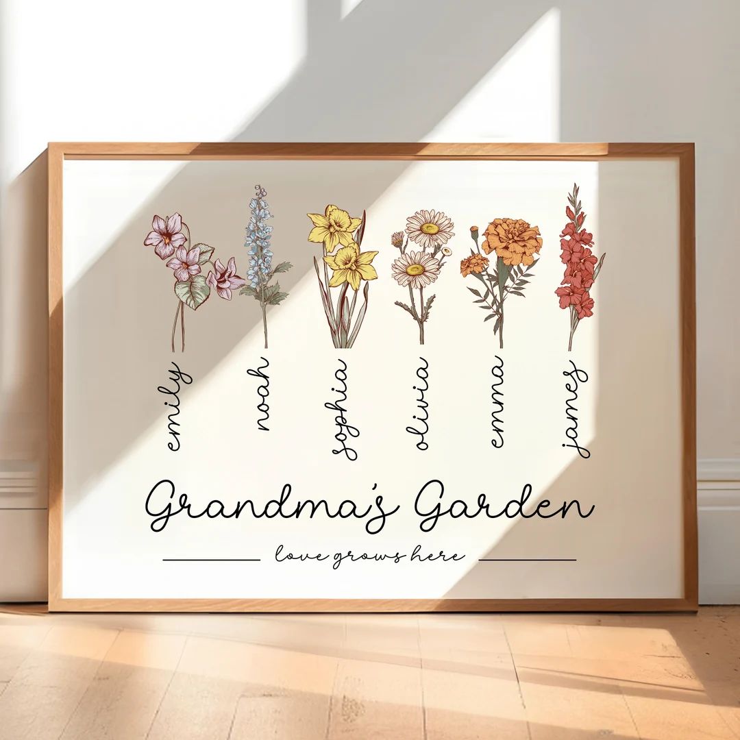 Grandma's Garden Birth Flower Personalized Gift for Grandma, Mother's Day Gift for Grandma, Mothe... | Etsy (US)