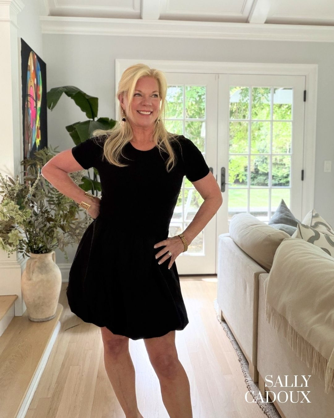 Little black dress, bubble hem edition 🖤 This one has such a fun, playful silhouette — fitted through the bodice with a rounded bubble hem that moves so well. Dressed it up with gold jewelry for an easy going-out look, but it's comfortable enough for anything.

Similar items tagged below! Shop it on my LTK ⬇️ 

 #LTKootd #LTKSeasonal #LTKOver40
