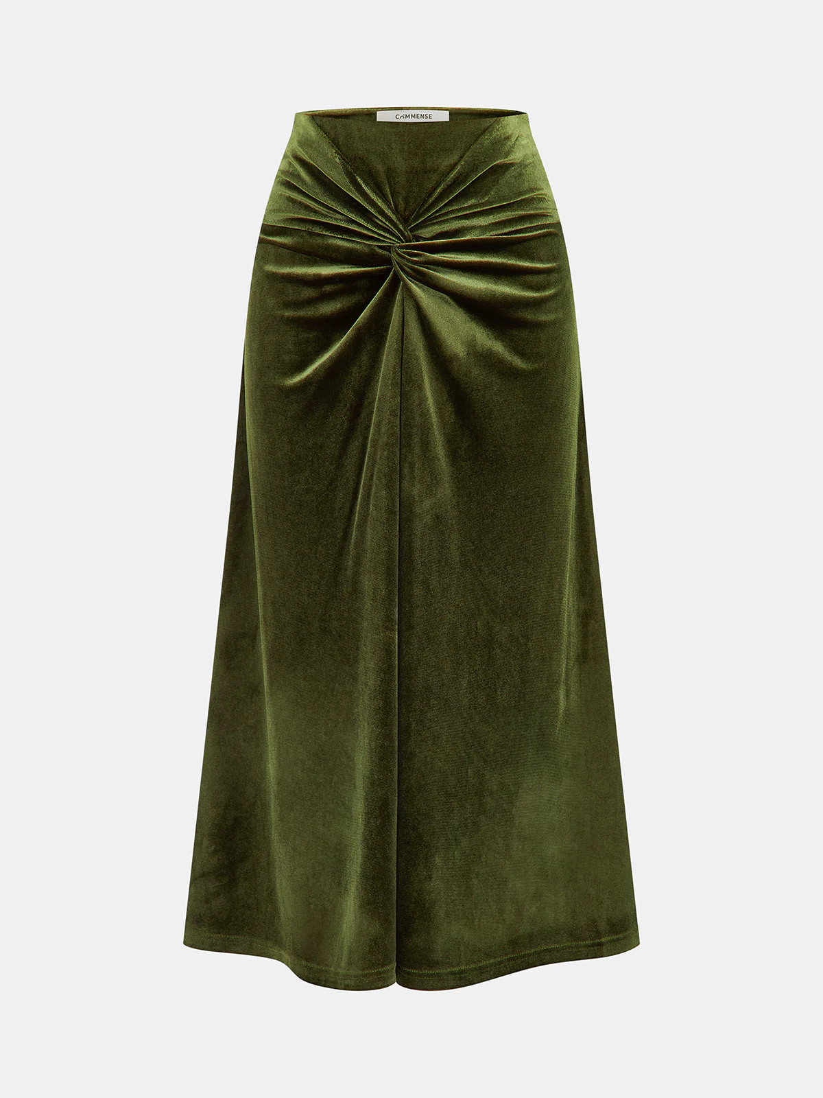 Velvet Knot-Front Midi Skirt | Commense