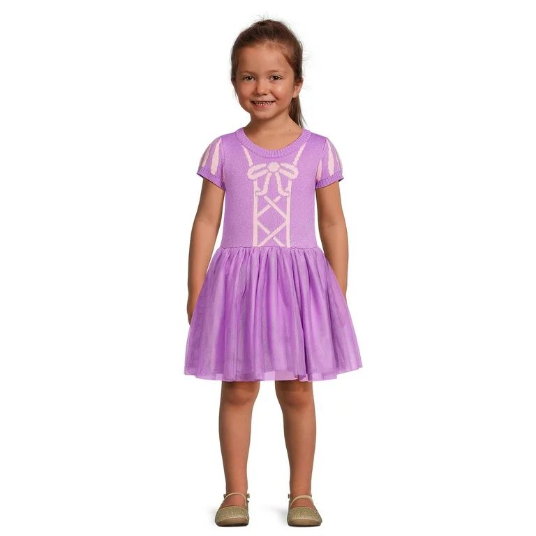 Disney Tangled Toddler Girls Rapunzel Cosplay Sweater Dress, 12 Months-5T | Walmart (US)