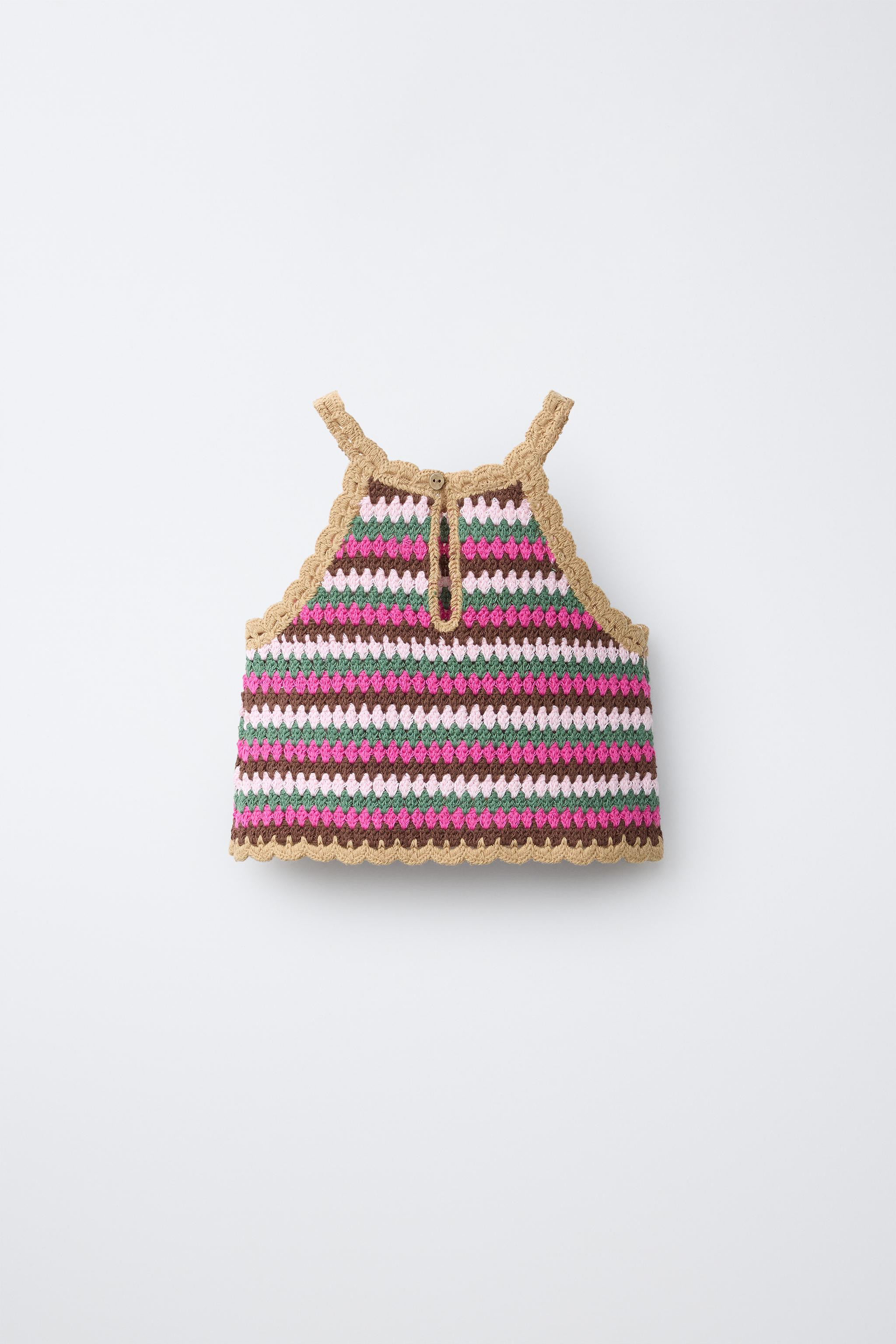 STRIPED CROCHET KNIT TOP | Zara US