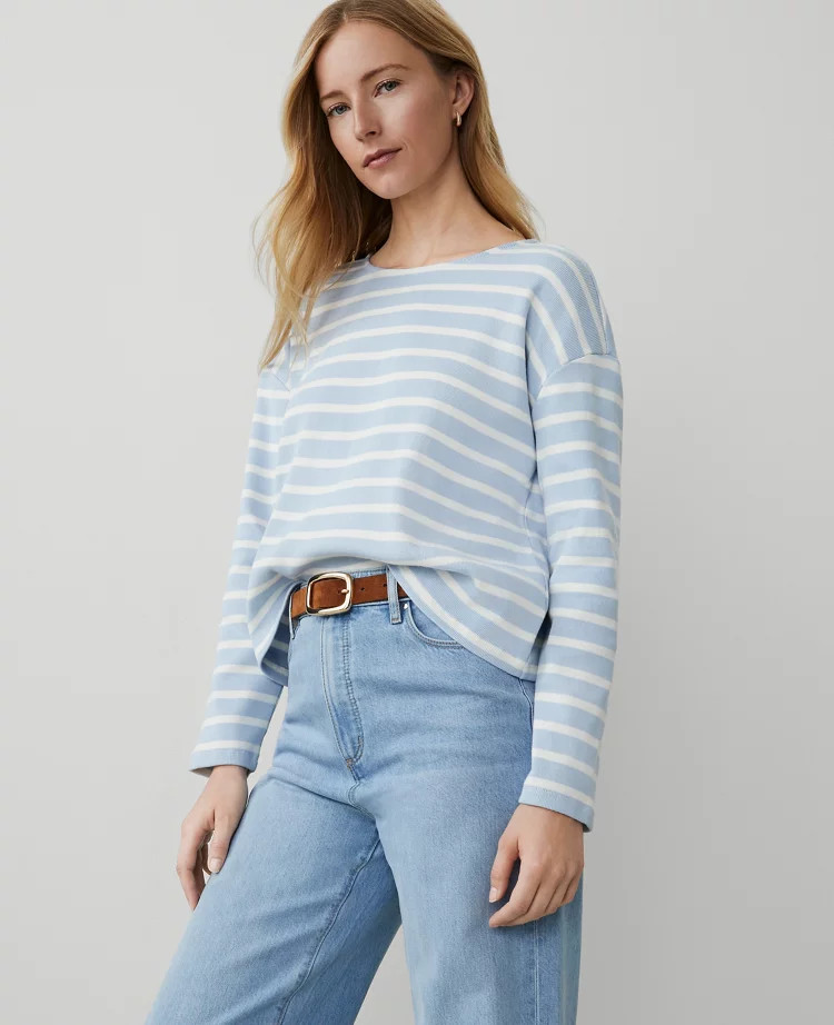 Weekend Collection Stripe Relaxed Long Sleeve Top | Ann Taylor