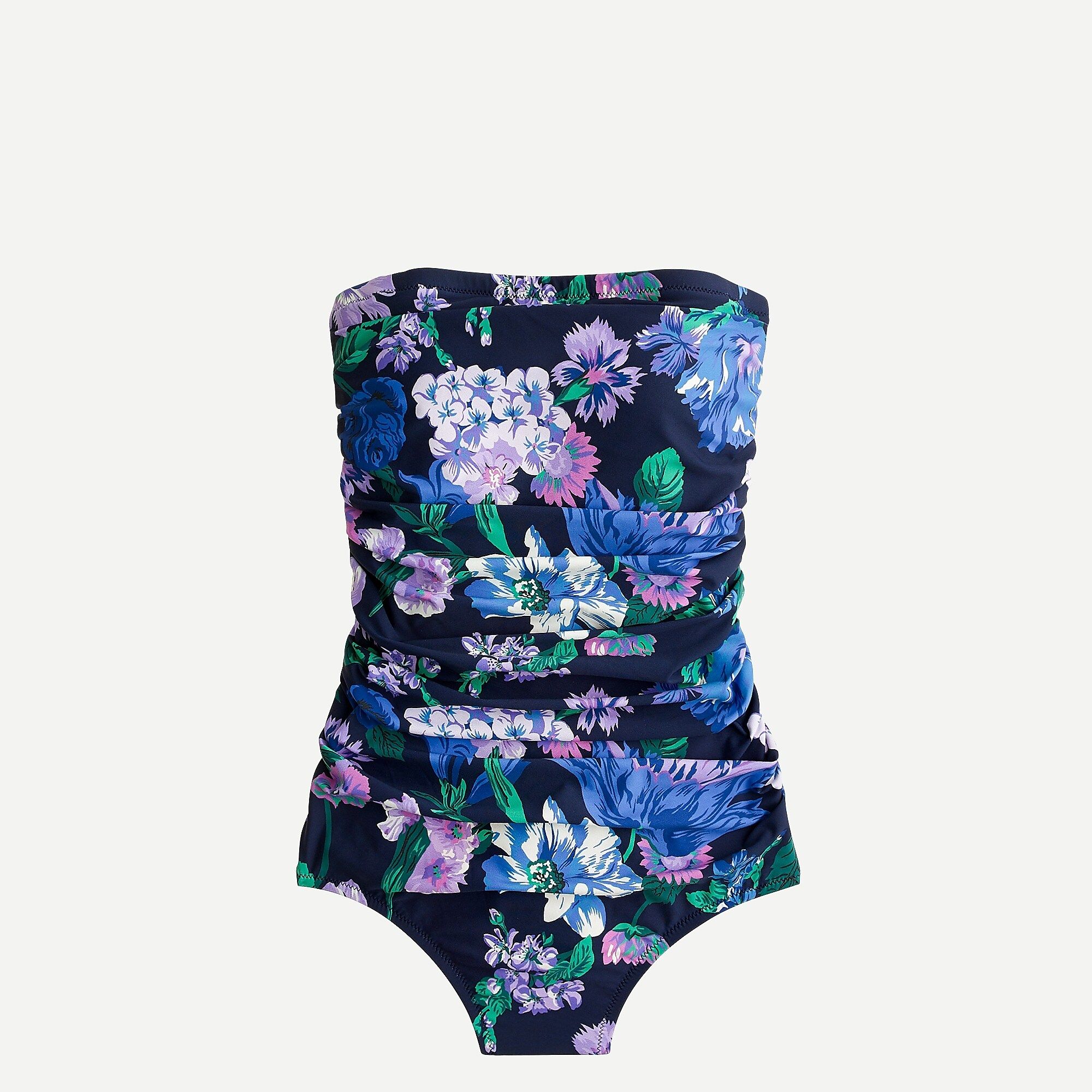 Ruched bandeau one-piece in retro floral | J.Crew US