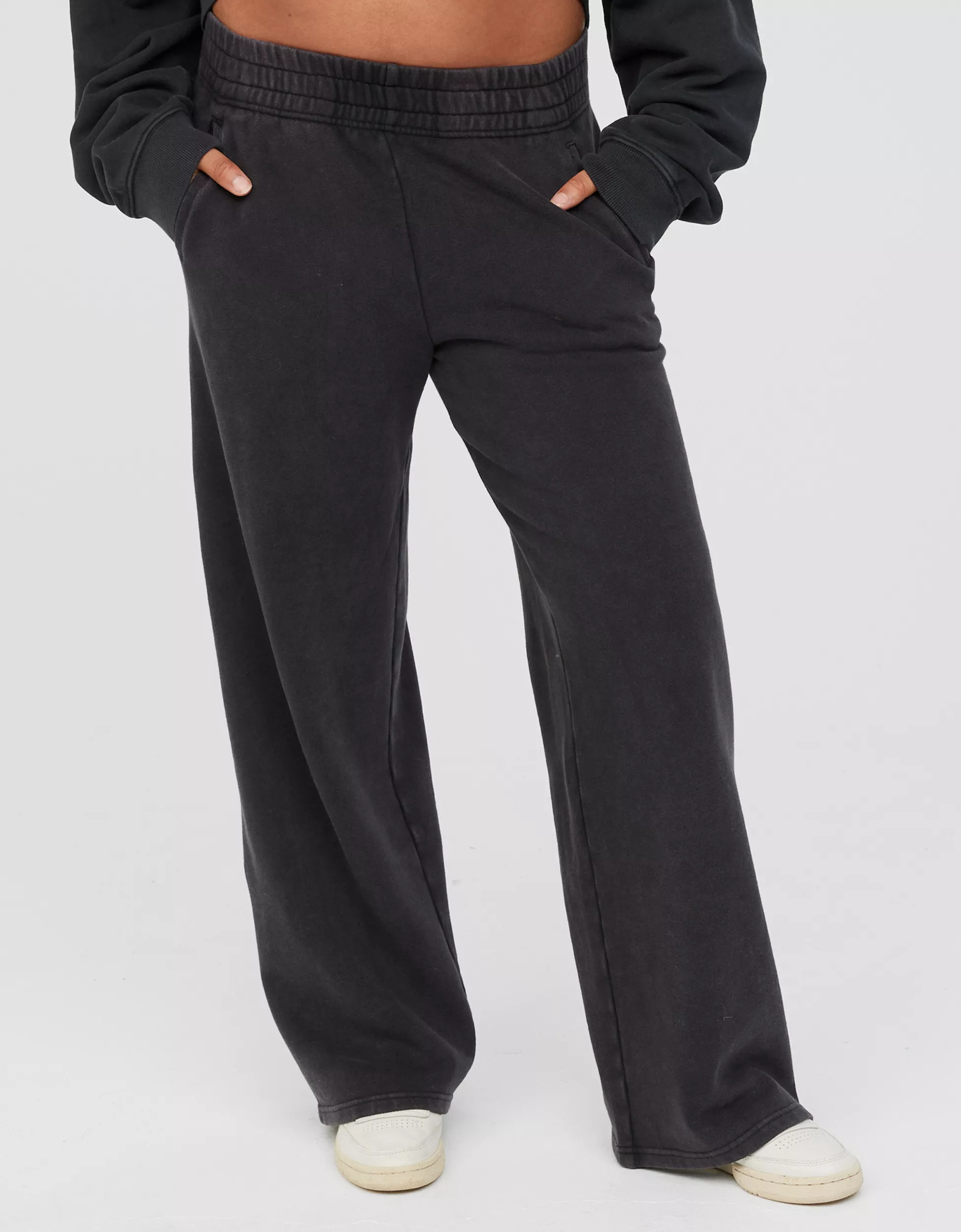 OFFLINE By Aerie Throw-Back Fleece Wide Leg Pant | Aerie