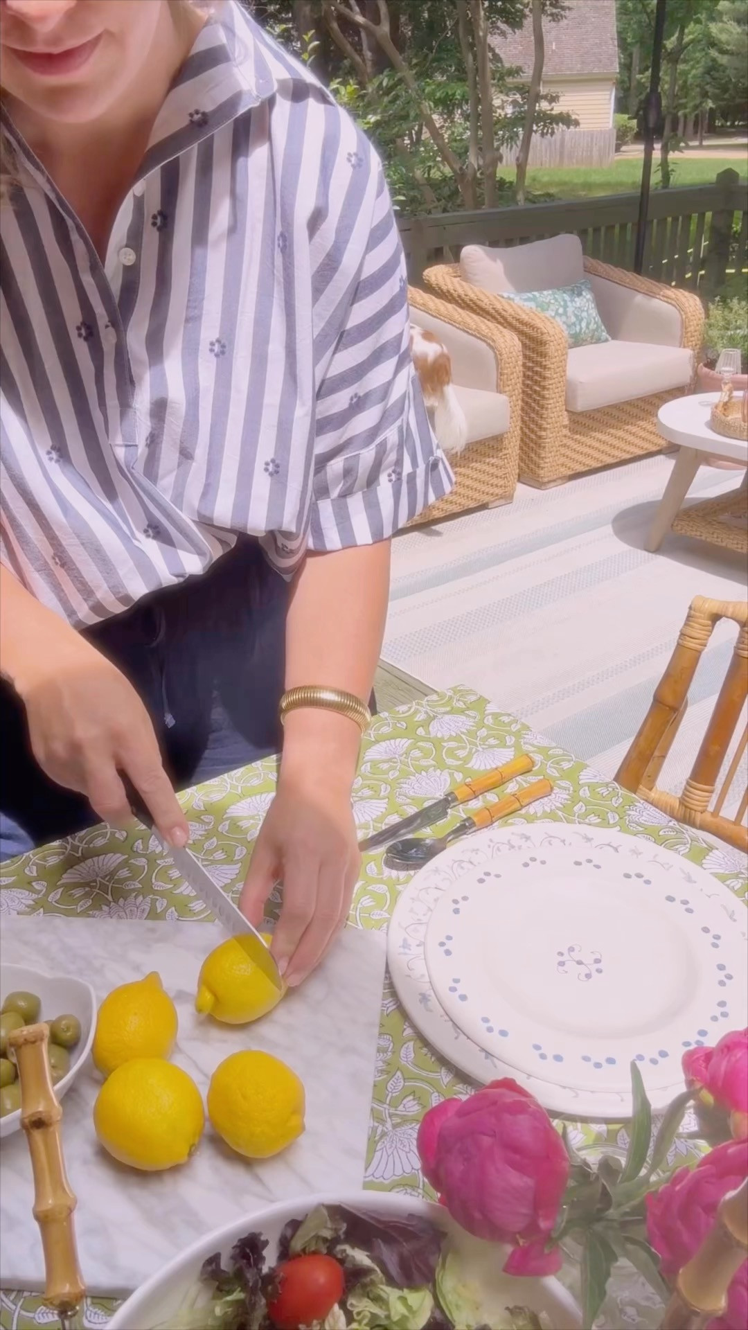  This summer, I didn’t just want a deck—I wanted an outdoor room. A space that felt like a true extension of our home.
To start, I added these contemporary planter boxes from @BirchLane, which instantly created a little privacy and greenery. Such a simple trick, but it completely transformed the space.
This woven tray makes it easy to carry everything from kitchen to deck—and I love how my new speckled glassware, bamboo cutlery, and melamine dishes make dining outdoors feel a little more elevated, a little more special.
I layered in a few of Birch Lane’s touch lamps, which give off the prettiest soft glow in the evenings. And of course, a mix of outdoor pillows for that extra bit of charm and comfort.
But the true showstopper? The Jayton sofa in blue and white. The shape, the color, the dramatic back—I can’t get enough.
Thanks to Birch Lane, our deck feels like a little summer escape—right in our own backyard. You can shop all these pieces and more on the LTK app.
#BirchLanePartner #MyBirchLane  

 #LTKHome #LTKFindsUnder50 #LTKFindsUnder100