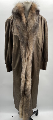 Y. Alexander New York Vintage Full Length Gold Leather Coat with Fur Trim Size L | eBay | eBay US
