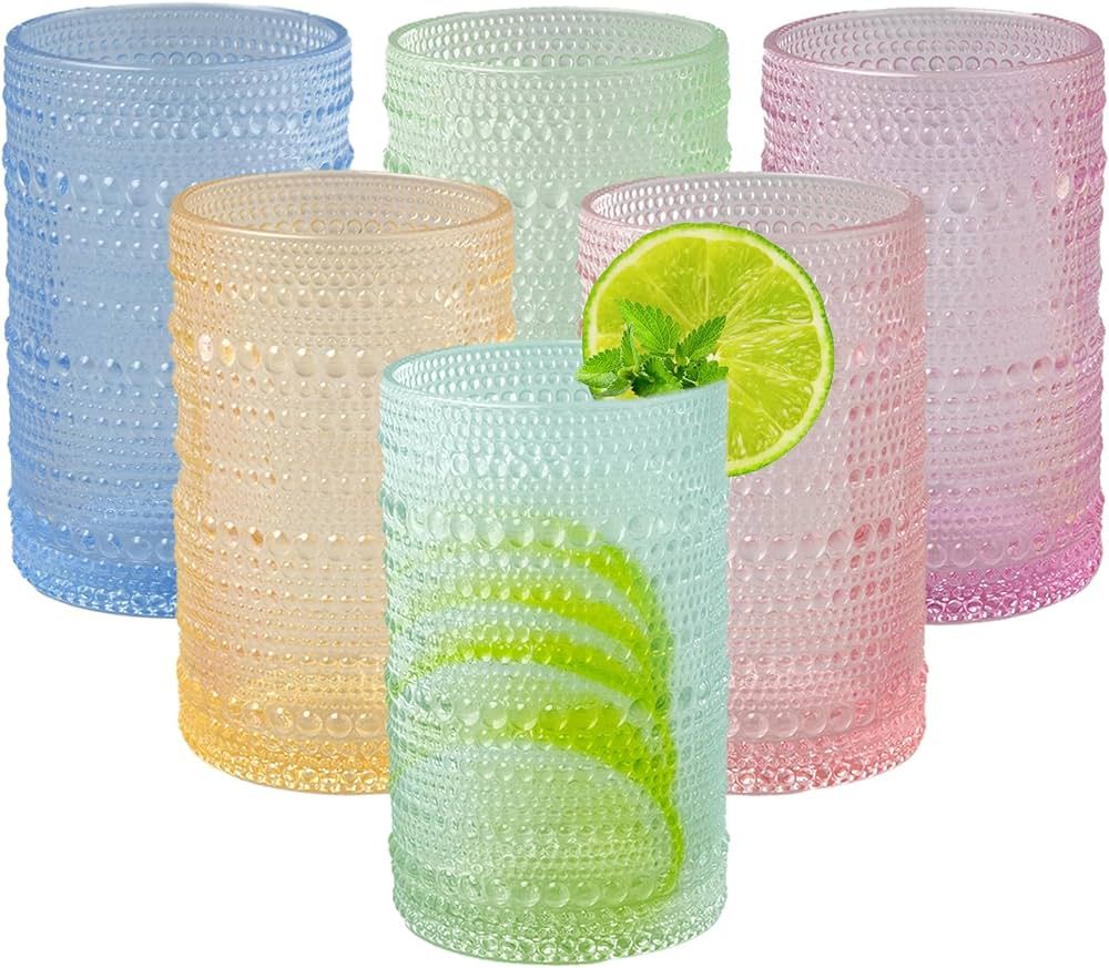 6 Pack Glass Drinking Tumblers, Hobnail Drinking Glasses Heavy Duty Vintage Glassware Set, Old Fa... | Amazon (CA)
