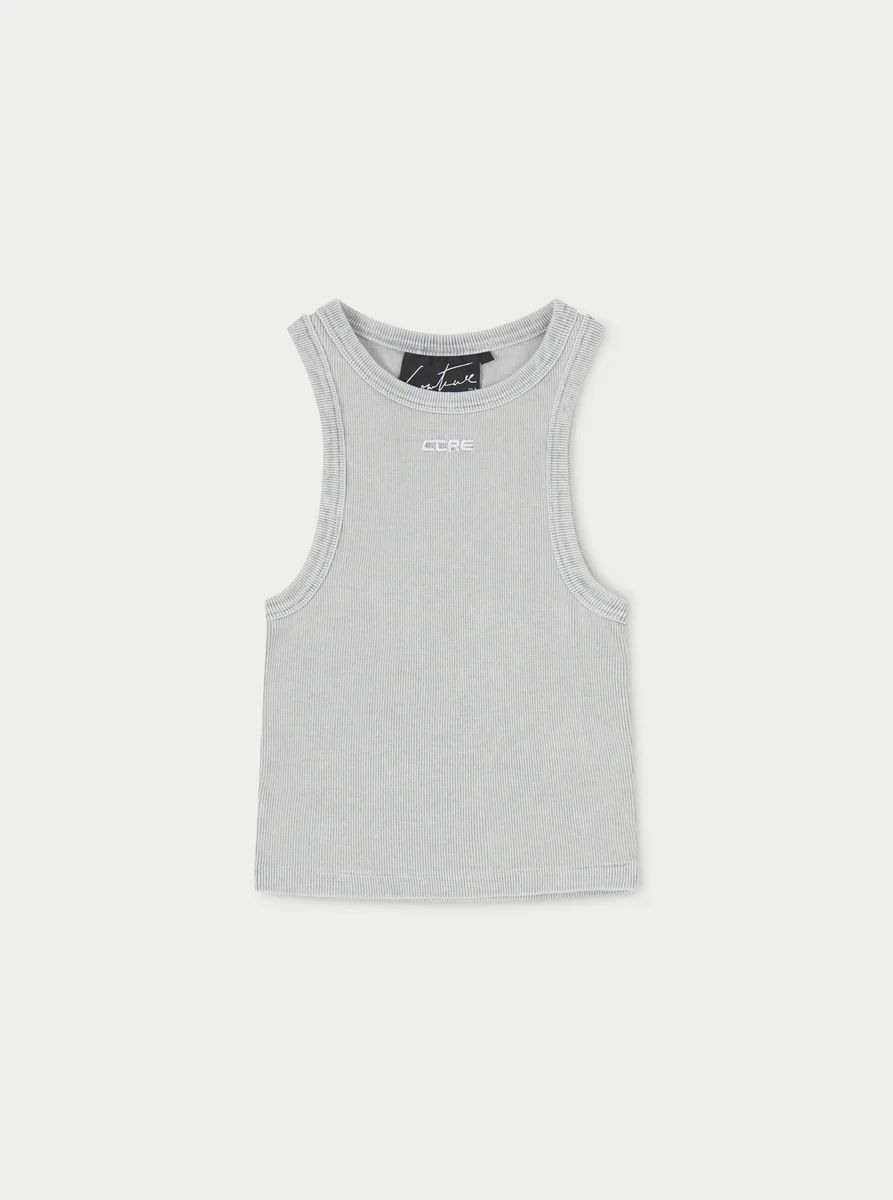 ACID WASH CTRE RIB VEST TOP - GREY | The Couture Club