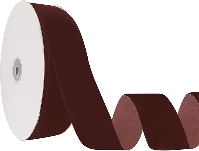 1.5" X 20 Yards Brown Velvet Ribbon for Christmas Tree Wreath Decoration Handmade Crafts Ornament... | Amazon (US)