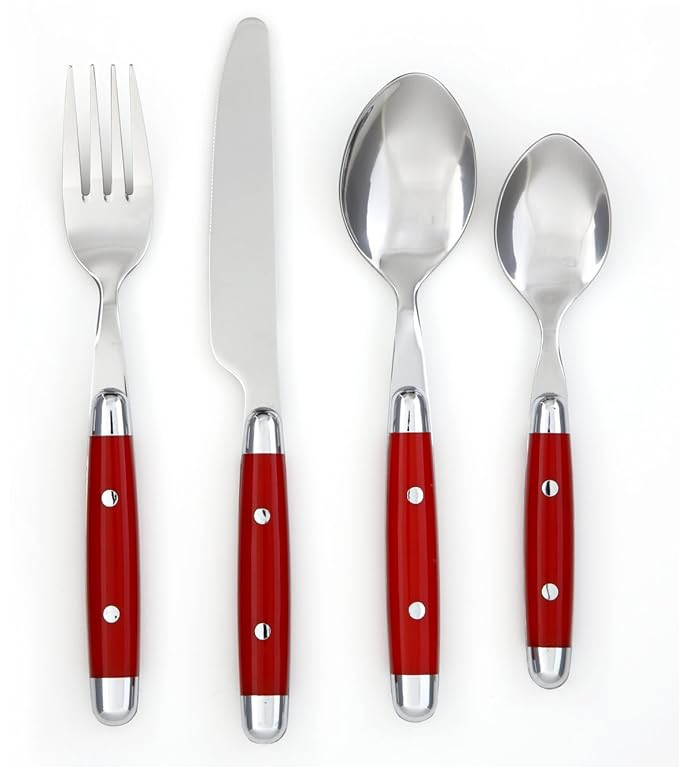 Cambridge Silversmiths Jubilee Red 16-Piece Flatware Silverware Set, Service for 4, Includes Fork... | Amazon (US)