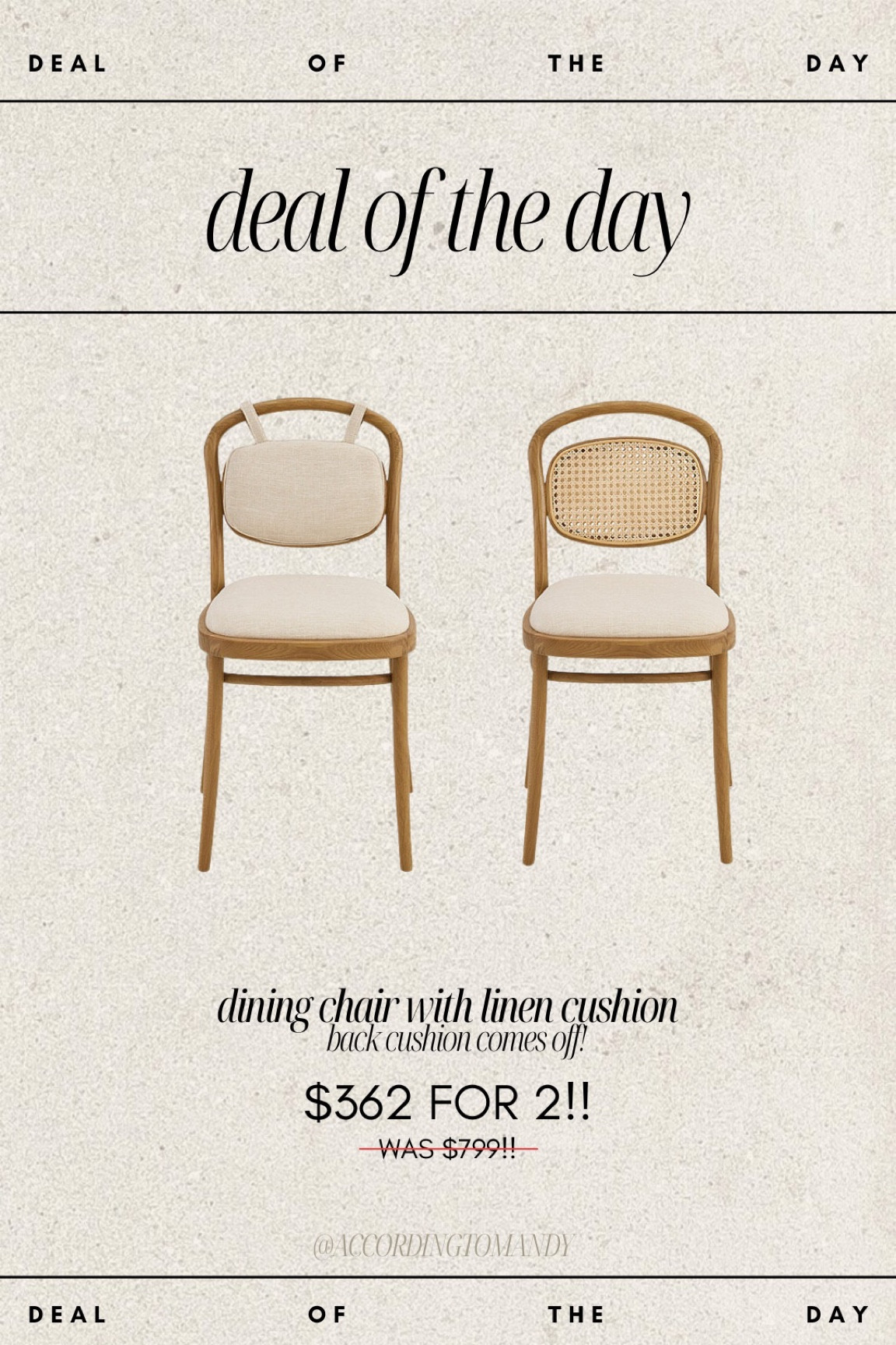 Deal of the day: dining chairs for $156 each!! Insane sales price! I love these so much! Love that you can also remove the back cushion for a different look!! 

#LTKFind #LTKhome #LTKsalealert