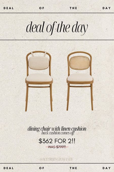 Deal of the day: dining chairs for $156 each!! Insane sales price! I love these so much! Love that you can also remove the back cushion for a different look!! 

#LTKFind #LTKhome #LTKsalealert