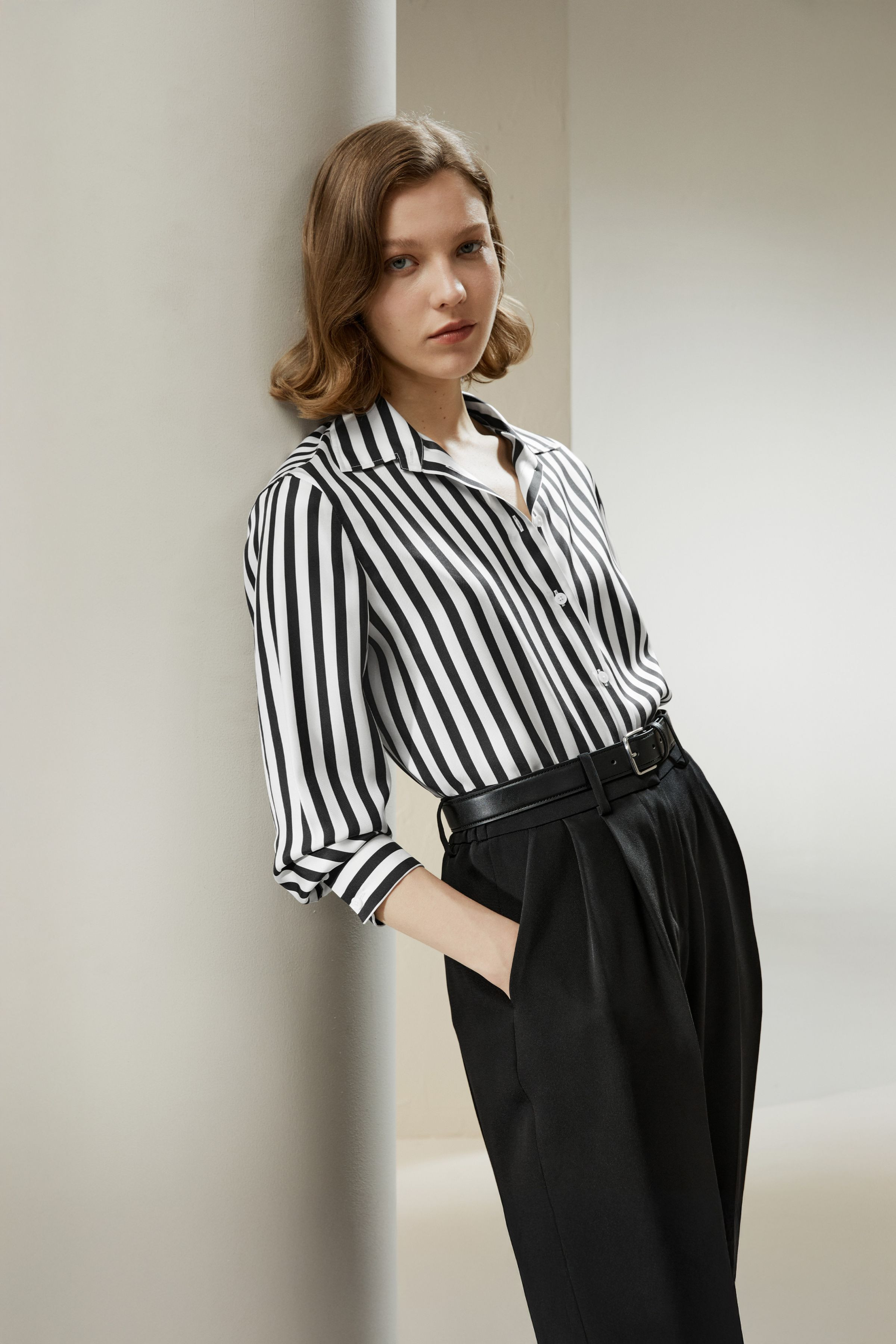 Amalfi Stripe Silk Shirt | LilySilk
