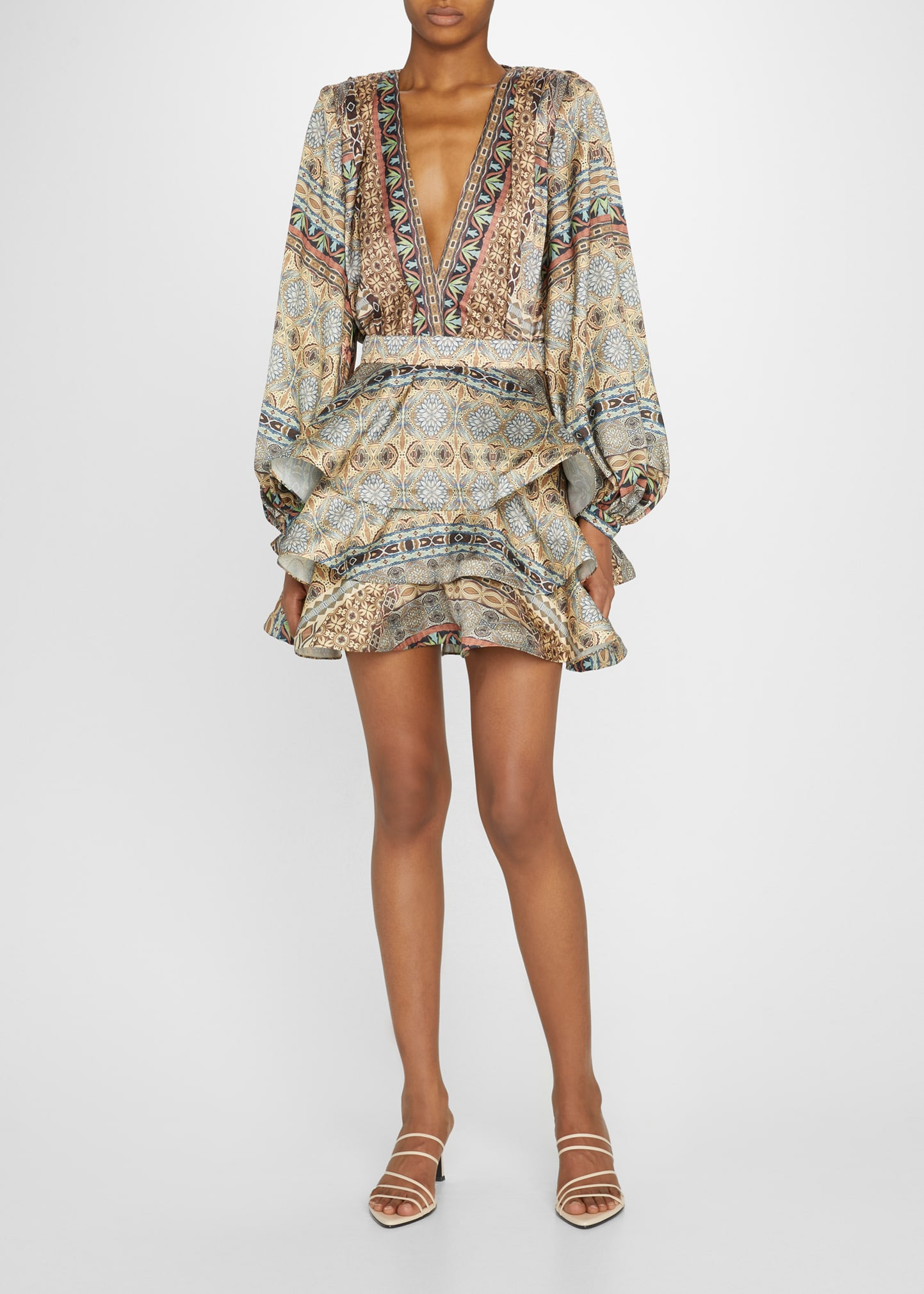 Bedouin Paisley-Print Tiered Mini Dress | Bergdorf Goodman