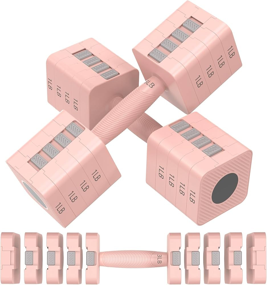 Adjustable Dumbbells Set of 2, 5-in-1 Adjustable Weight Dumbbells for Women/Men, 3lb/5lb/7lb/9lb/... | Amazon (US)