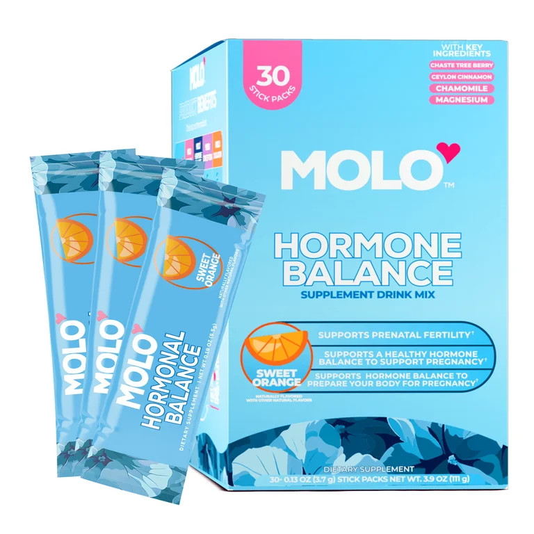 MOLO Hormonal Balance – Prenatal Vitamins for Women & DHEA – 30 Stick Packs, Sweet Orange | Walmart (US)