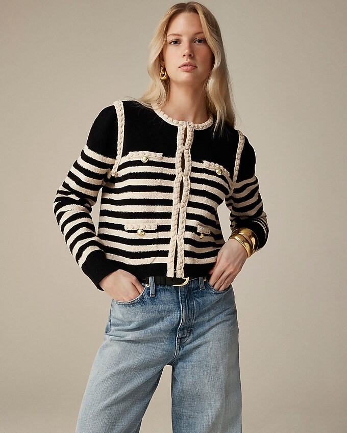 Odette sweater lady jacket in striped bouclé | J. Crew US