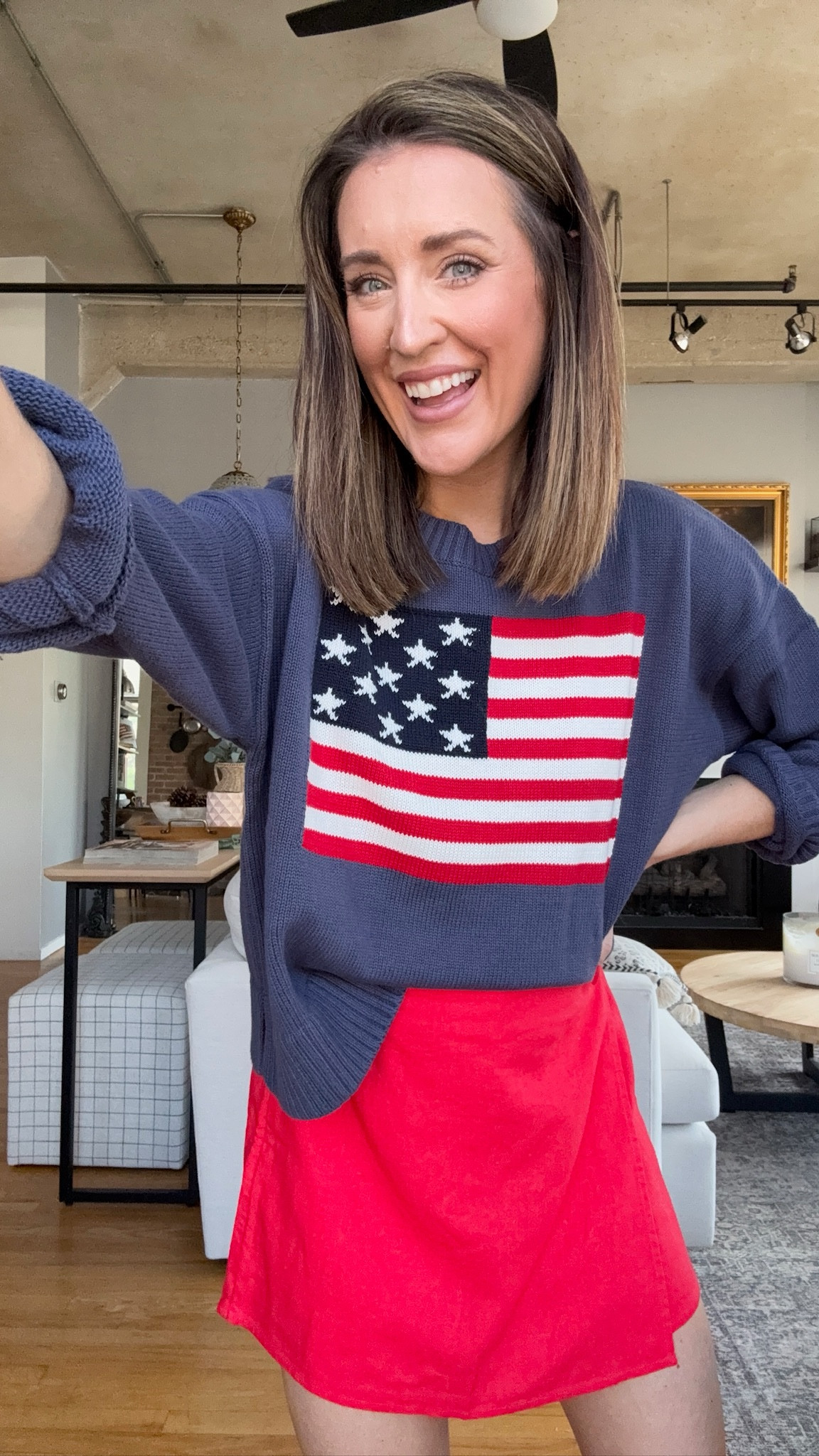 Memorial Day outfit / Fourth of July outfit! This old navy flag sweater is SO good! Giving Ralph Lauren vibes for less, I got a size medium for an oversized fit 

#LTKStyleTip #LTKFindsUnder50 #LTKSeasonal