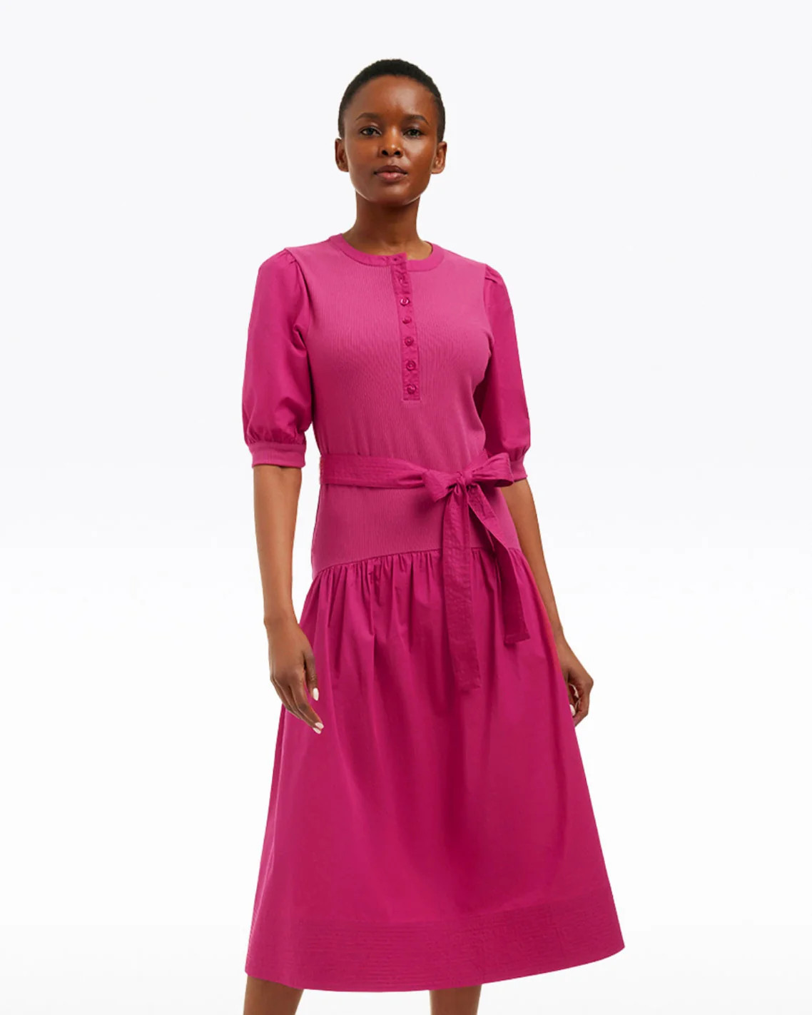Celeste Mixed Media Dress in Raspberry Pink | Draper James (US)