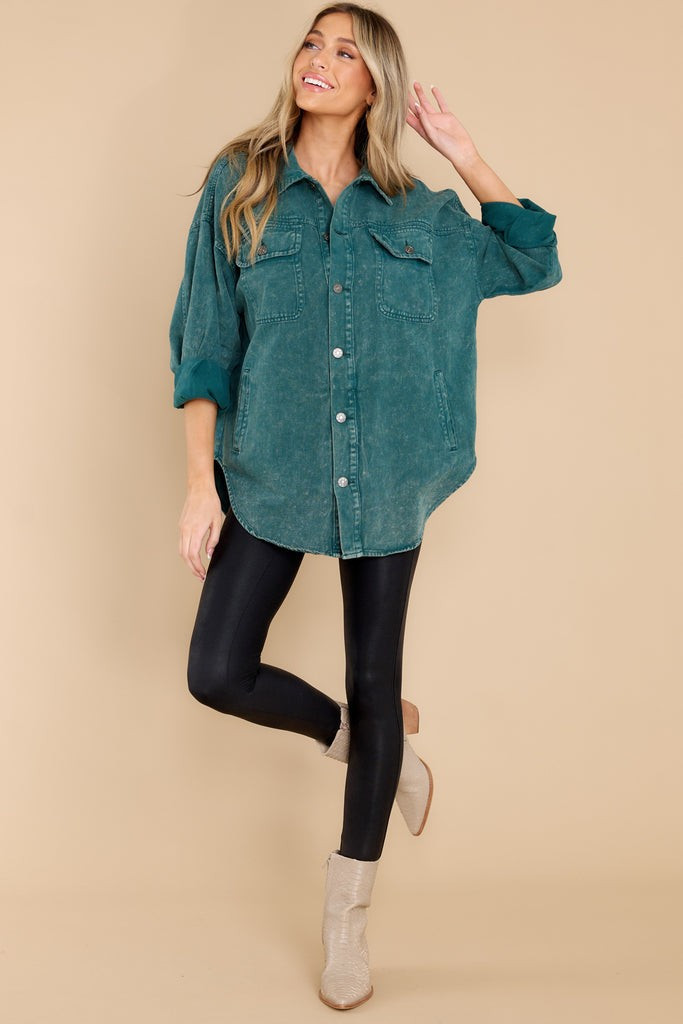 Got You Falling Ash Green Cotton Shacket | Red Dress 