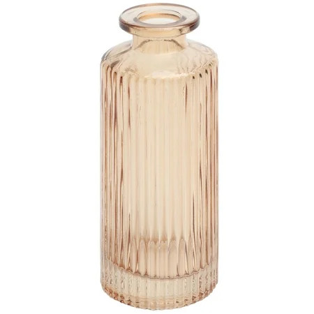 Mainstays Mini Ribbed Translucent Glass Tabletop Indoor Vase, 5.2", Champagne | Walmart (US)