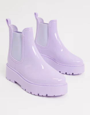 ASOS DESIGN Gadget chunky chelsea rain boots in lilac | ASOS (Global)