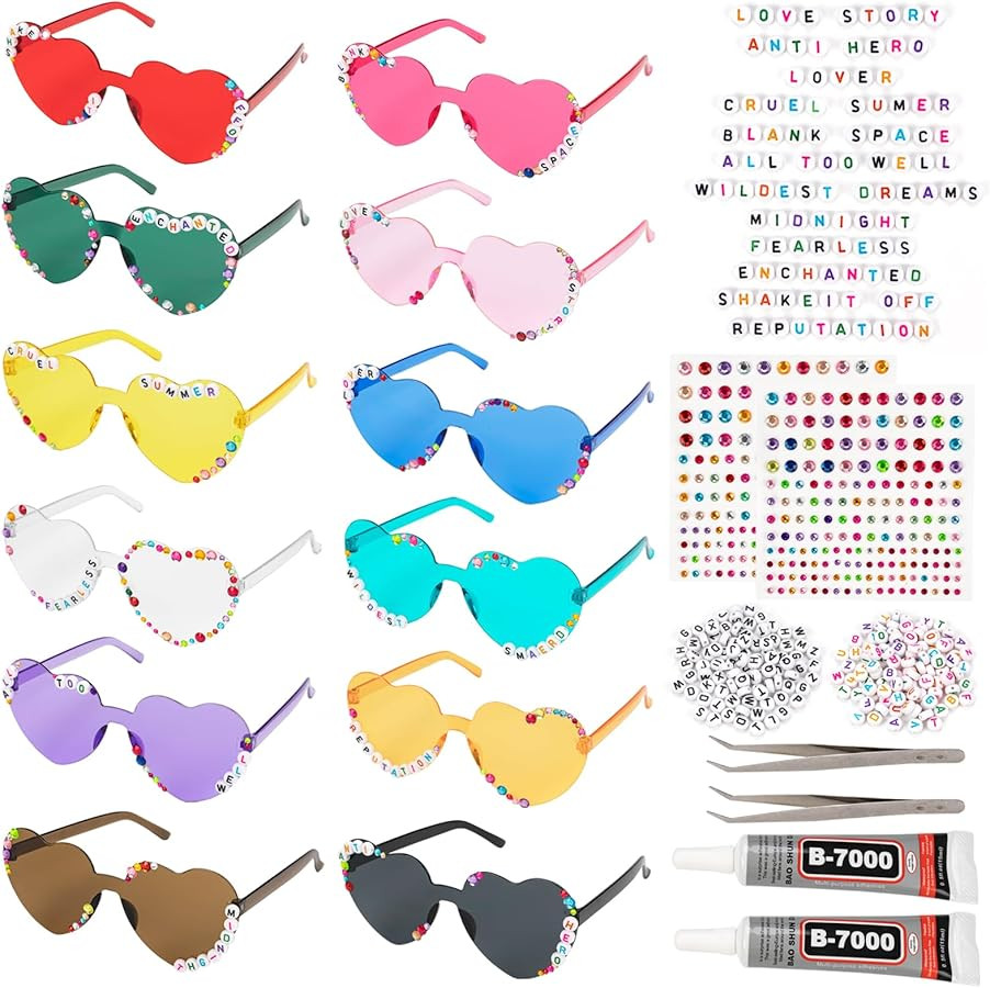 FUNUPUP Heart Shaped Sunglasses Bulk Rimless Heart Shaped Glasses for Women Bachelorette Party | Amazon (US)