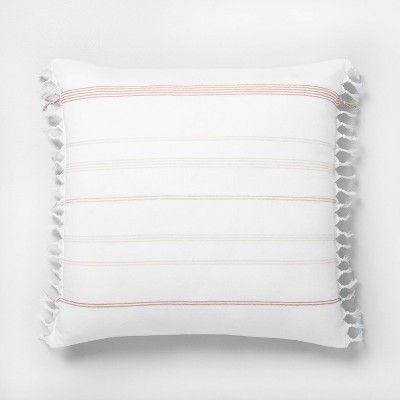 Knotted Fringe Throw Pillow Stripe Sour Cream / Rose - Hearth & Hand™ with Magnolia | Target