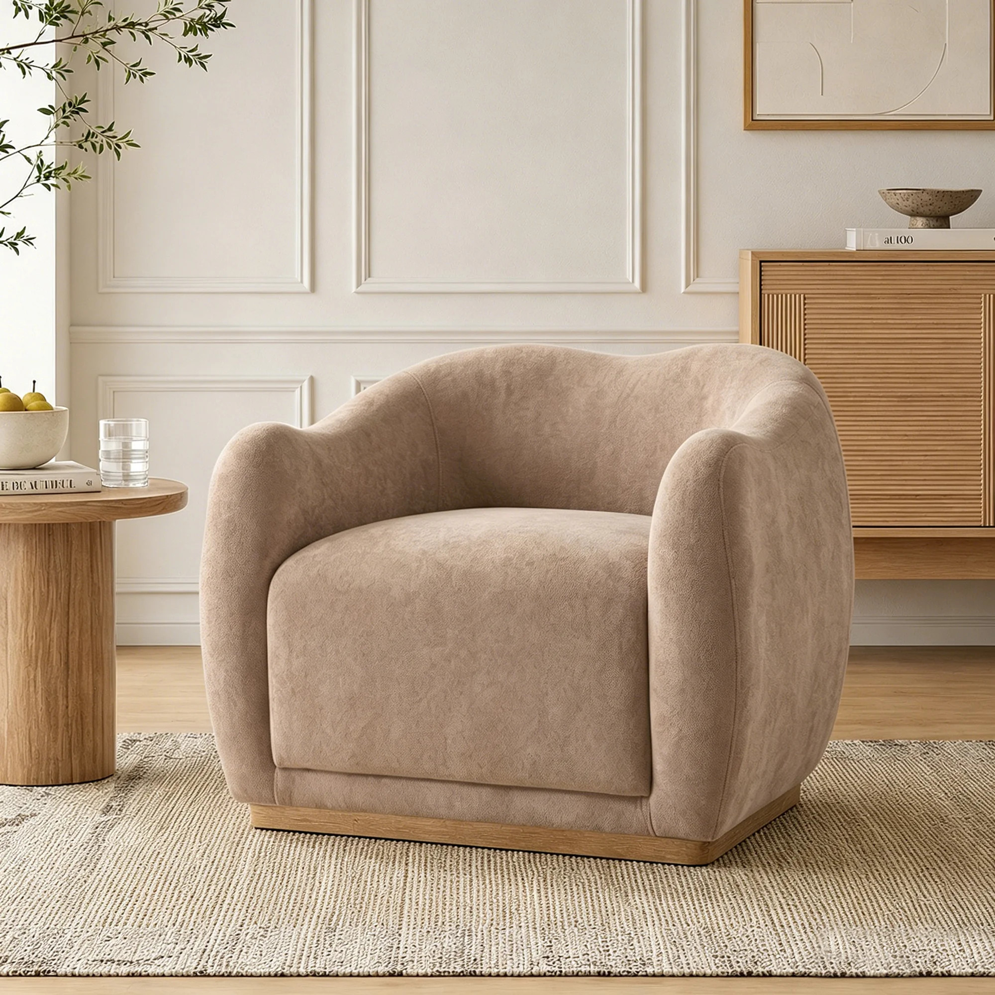 Modern Curved Upholstered Accent Chair, Fabric Barrel Armchair For Living Room Bedroom | Wayfair | Wayfair North America