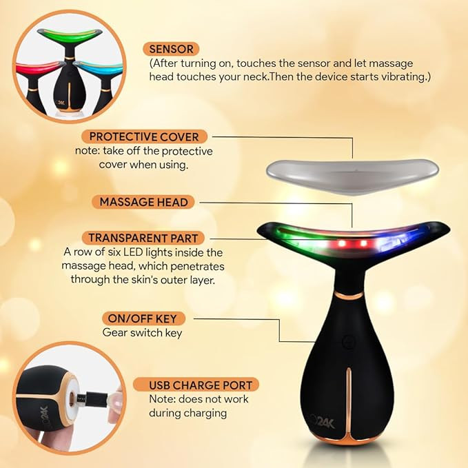 GLO24K Red Light Beauty Device for Face and Neck. Based on Triple Action L E D, Thermal, and Vibr... | Amazon (US)