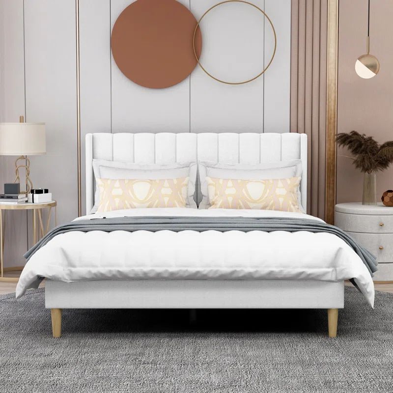 Eriksay Low Profile Upholstered Platform Bed With Wingback Headboard | Wayfair North America
