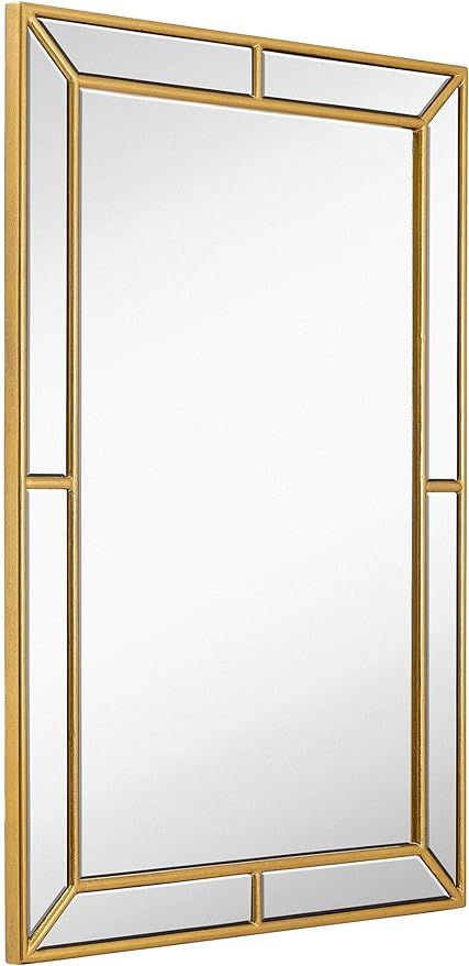 Hamilton Hills 24 x 36 Inlaid Mirror Panel Gold Wall Mirror | Gold Frame Bathroom Mirror for Vani... | Amazon (US)