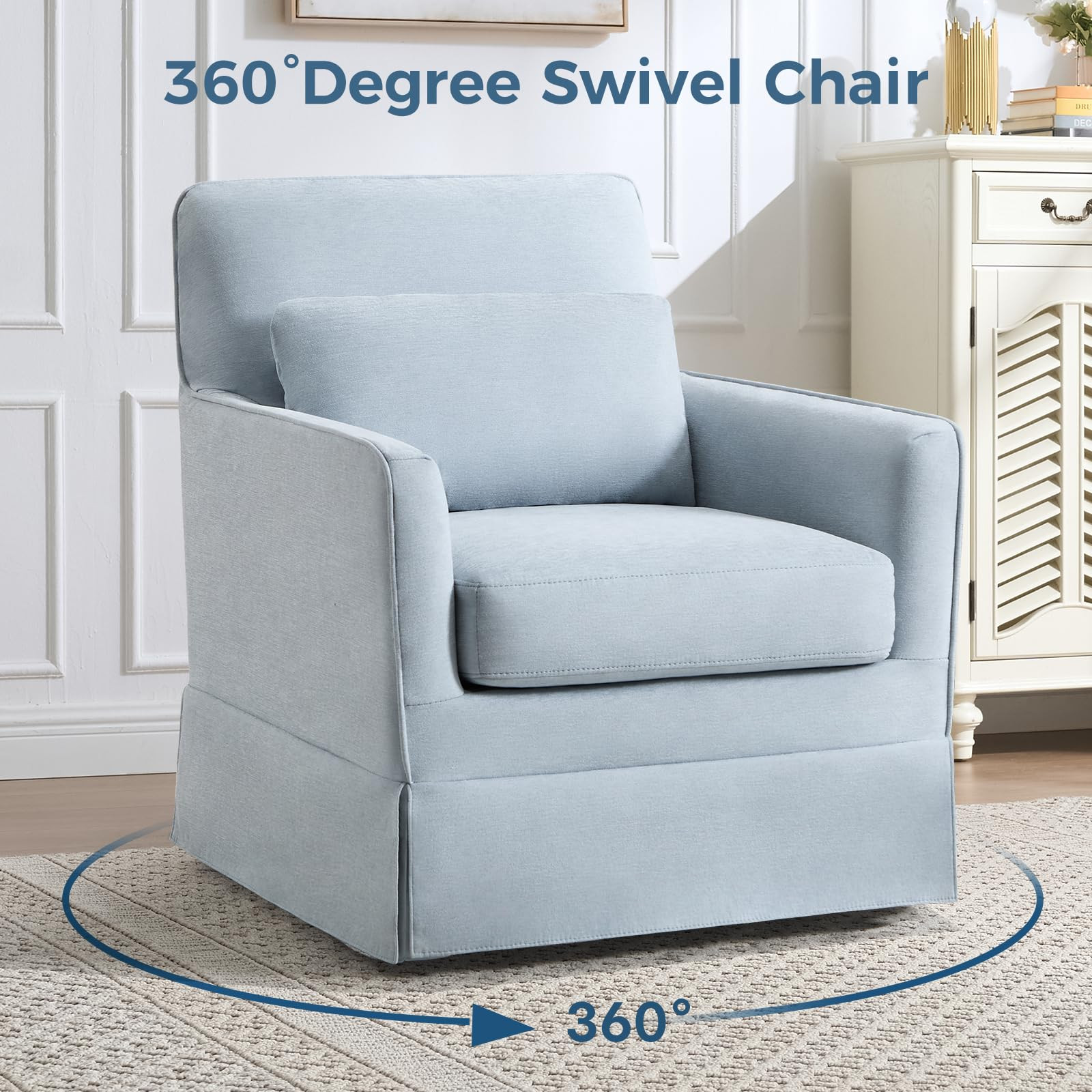 INZOY Swivel Accent Chair Set of 2, Mid Century Modern Chair with Washable Detachable, Comfy Swiv... | Amazon (US)