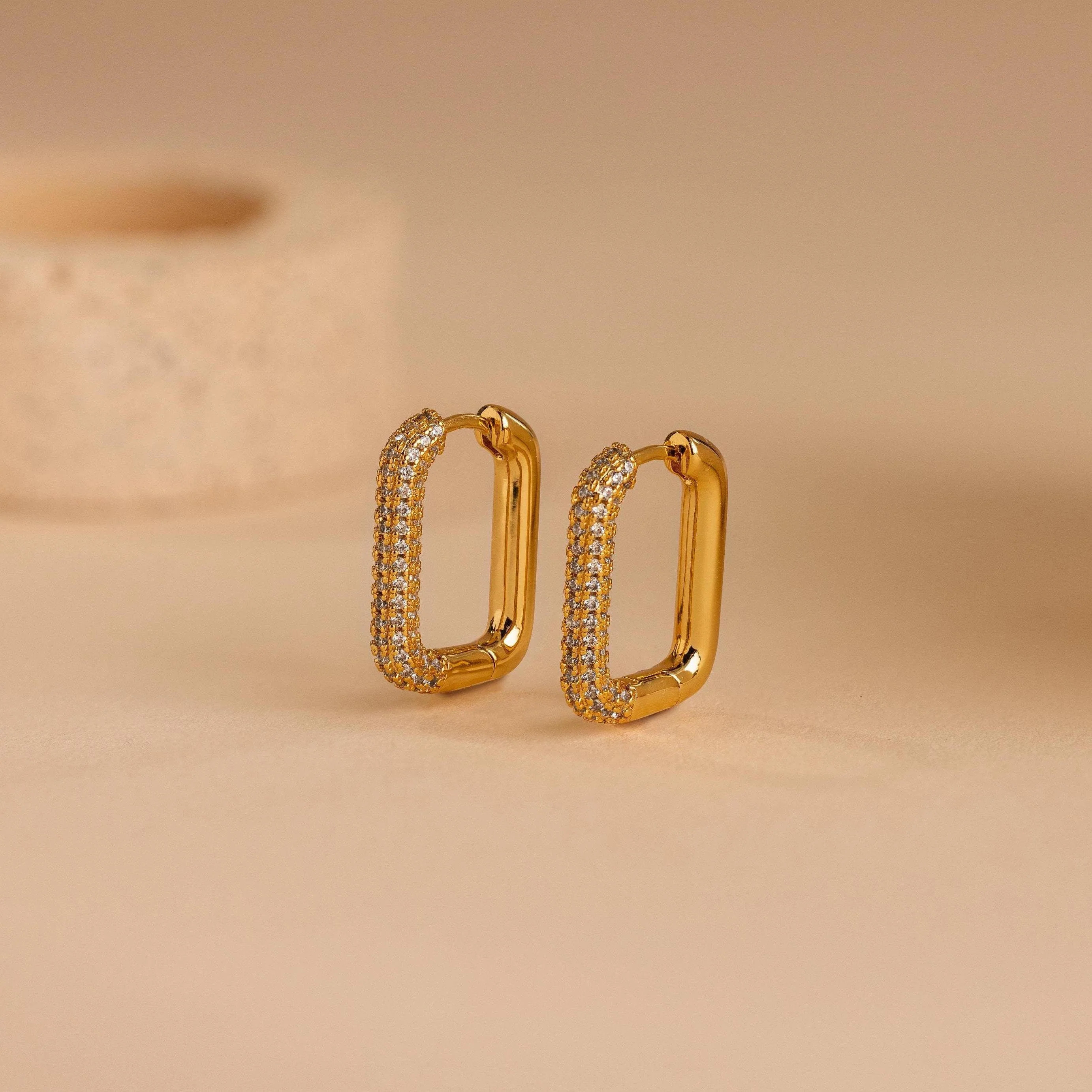 Chunky Pave Link Hoop Earrings | Caitlyn Minimalist | Caitlyn Minimalist