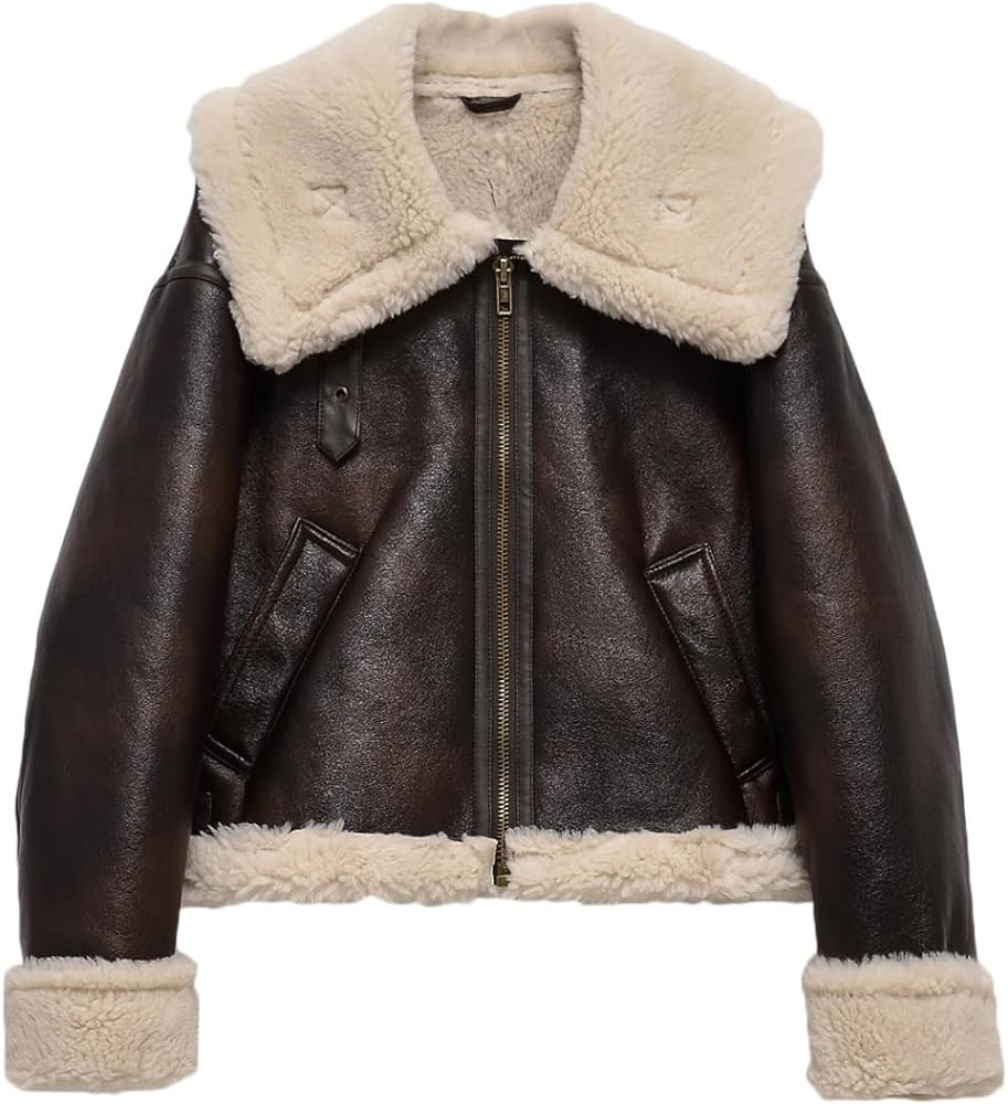 LY VAREY LIN Women Faux Leather Jacket with Faux Fur Lining Warm Winter Biker Coat | Amazon (US)