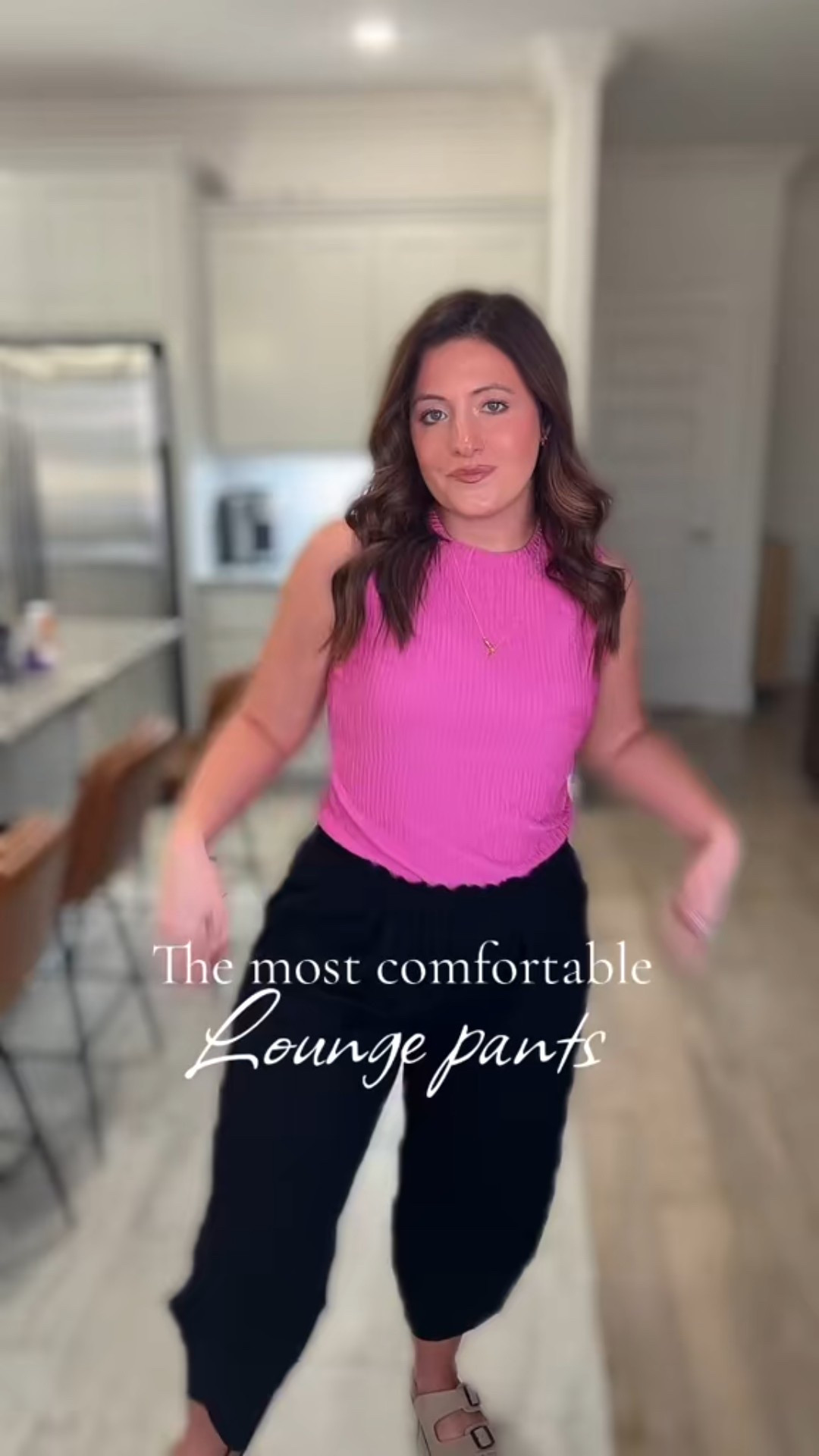The best Spring transition outfit for the sunny days coming our way! Lounge soft pants with a cute hem line, and this textured sleeveless top paired with some comfy cute sandals are all need!
#springoutfitideas #springtop #sleevelesstop #comfyoutfits #loungepants #gotooutfit #grwm #springtime 

#LTKMidsize #LTKgrwm #LTKootd