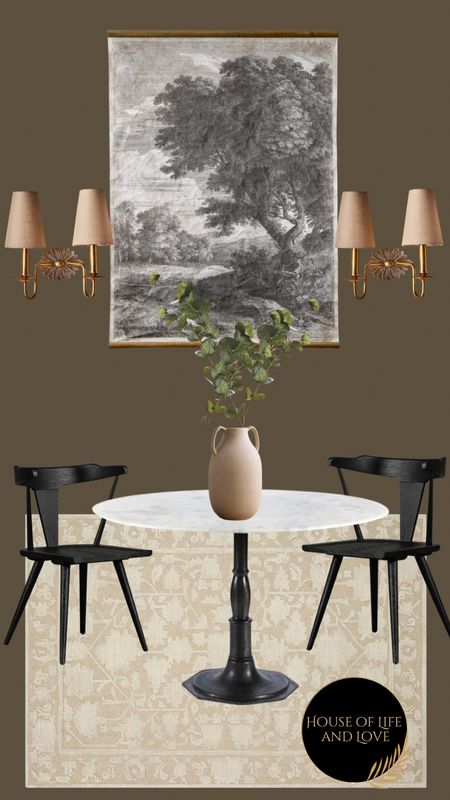 Kitchen table, wall sconces, kitchen chairs, dining chairs, area rug, vase, wall art, tapestry, faux greenery

#LTKFamily #LTKStyleTip #LTKHome
