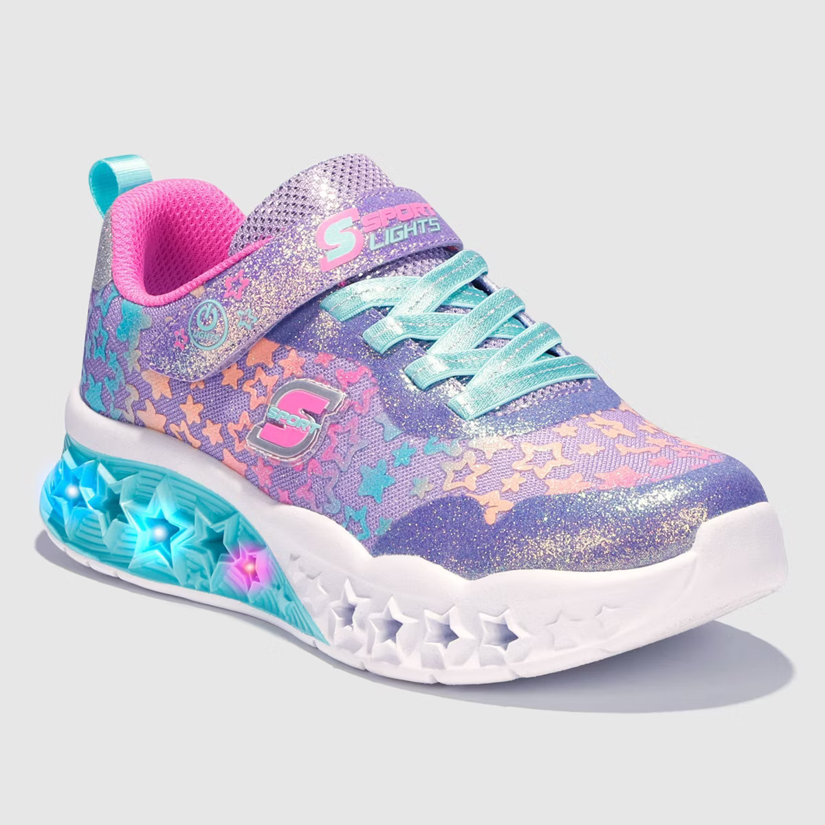 S Sport By Skechers Girls' Kortney Star Print Sneakers - Lavender/Teal Green | Target