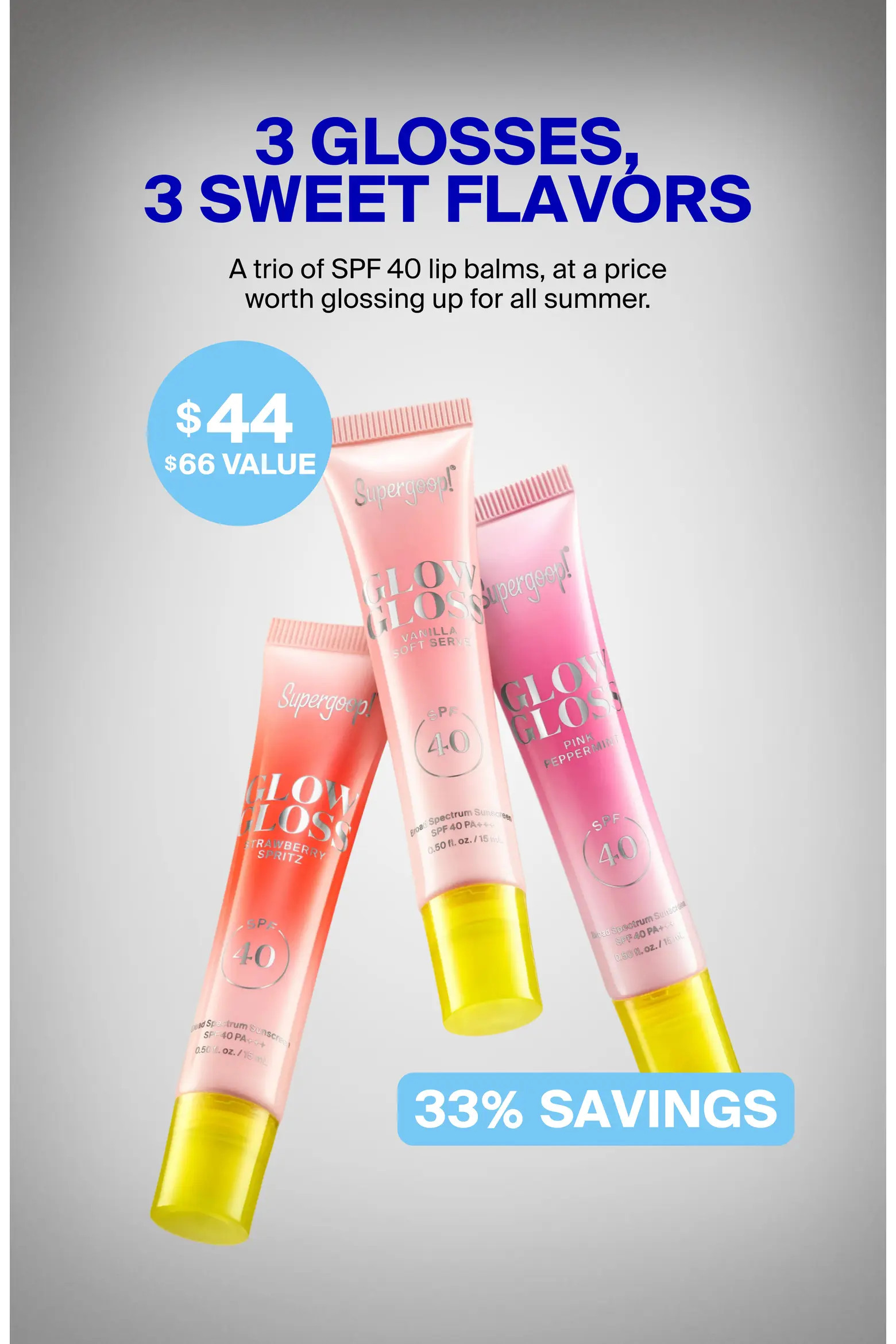Supergoop!® Glow Trip Lip Balm SPF 40 Trio $66 Value (Women) | Nordstrom | Nordstrom