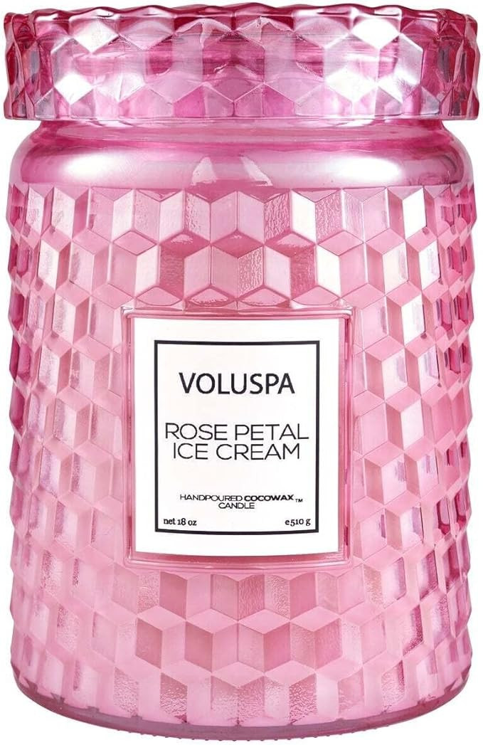 Voluspa Rose Petal Ice Cream, Large Candle Jar, 18 Ounce, 100 Hour Burn Time, Coconut Wax for Cle... | Amazon (US)