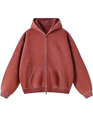 Womens Fleece Hoodies Sweatshirt Double Zip Up Oversized Acid Wash Cotton Hoodies Vintage Winter ... | Amazon (US)