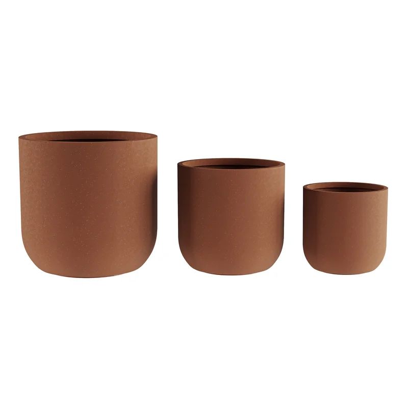 3PC Fiber Clay Planter Set - Cylinder Pot Set with Drainage Holes for Potting and Replanting | Wayfair North America