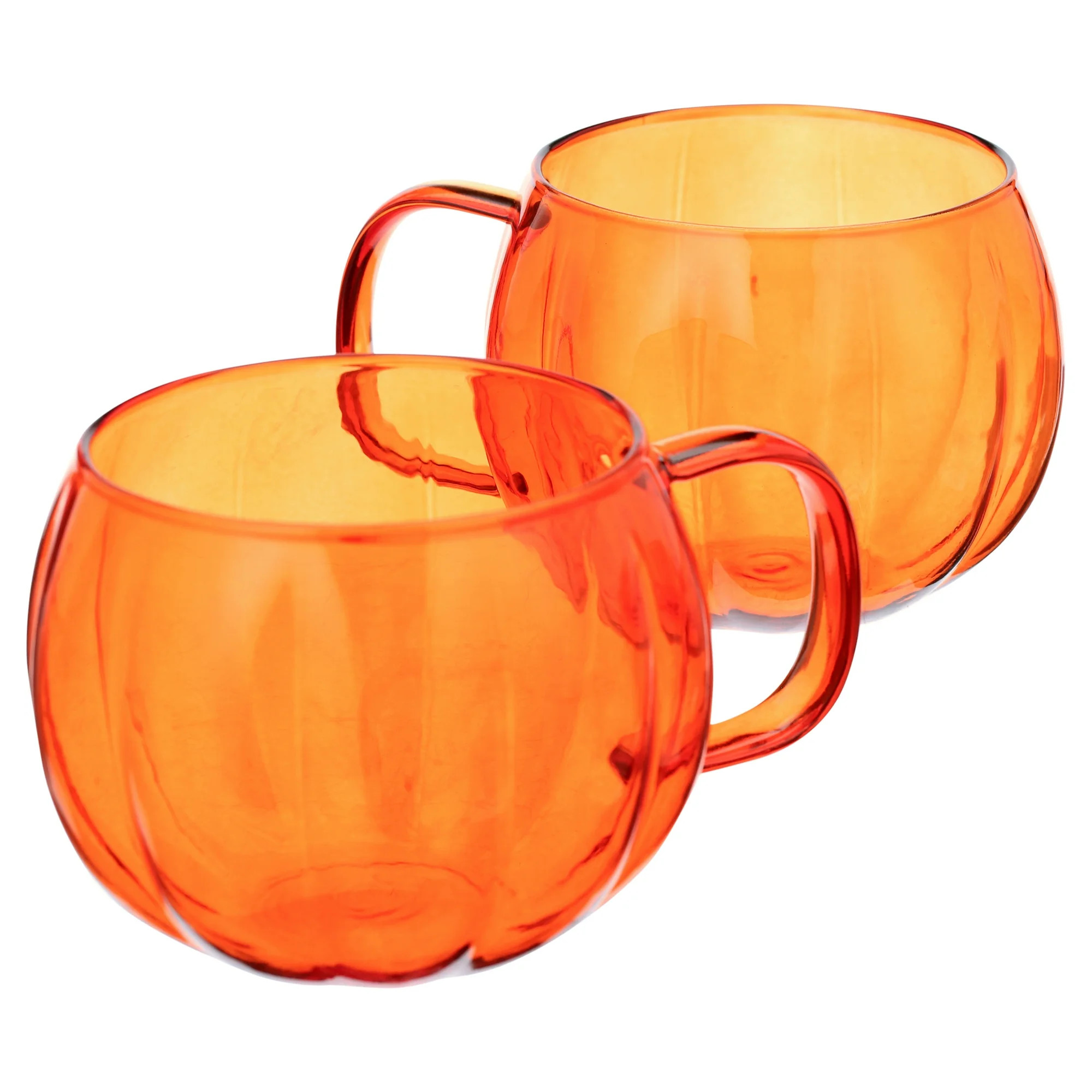 Way To Celebrate Orange Glass Pumpkin Mug 4 Pack Drinkware Sets | Walmart (US)