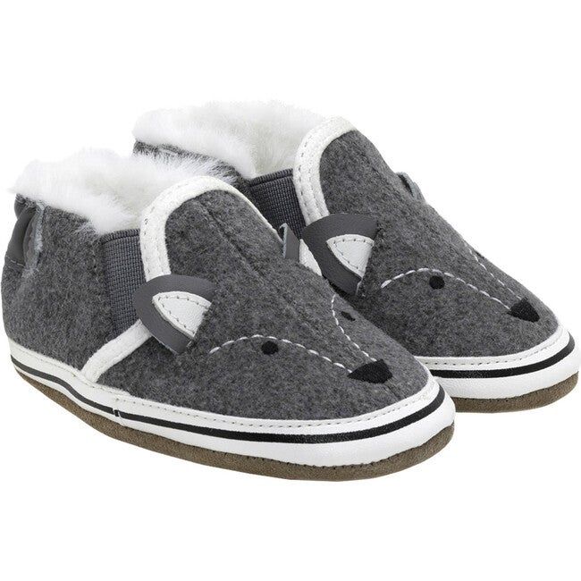 Robeez | Baby Fox Slip Ons Shoes, Charcoal (White, Size 0-6M) | Maisonette | Maisonette