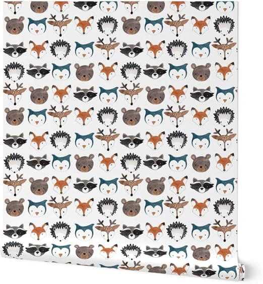 Peel & Stick Wallpaper Swatch - Forest, Animal, Woodland, Creatures, Gender Neutral, Nursery, Bea... | Amazon (US)